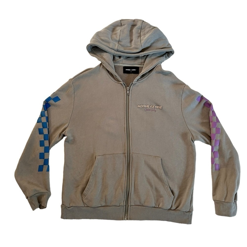 HOMME & FEMME RACING ZIP UP HOODIE JACKET SIZE LARGE